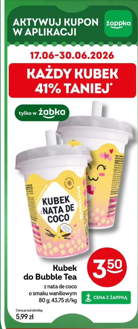 Kubek do Bubble Tea z nata de coco o smaku waniliowym