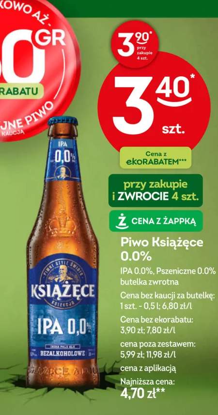 Piwo bezalkoholowe Książęce IPA 0,0% +1 wariant
