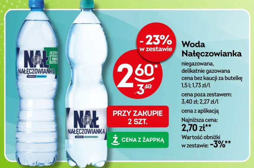 Woda niegazowana Nałęczowianka +1 wariant