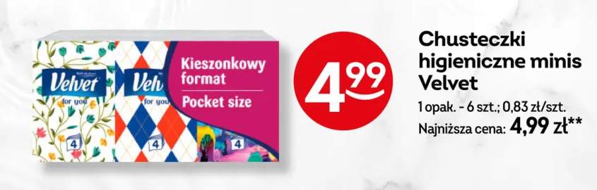 Chusteczki higieniczne minis Velvet
