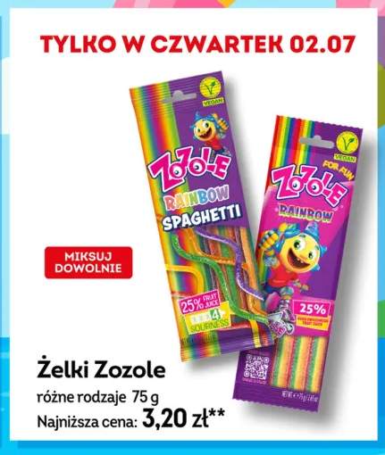 Żelki Zozole Rainbow Spaghetti +1 wariant