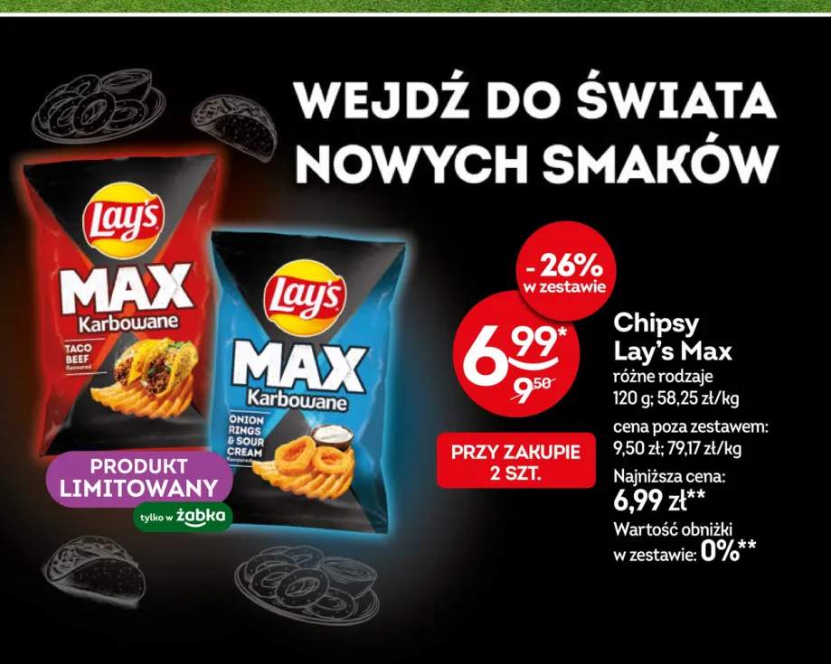 Chipsy Lay's Max Karbowane Taco Beef +1 wariant
