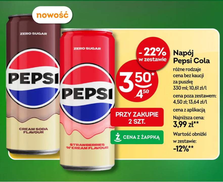 Napój Pepsi Cola Cream Soda Flavour +1 wariant