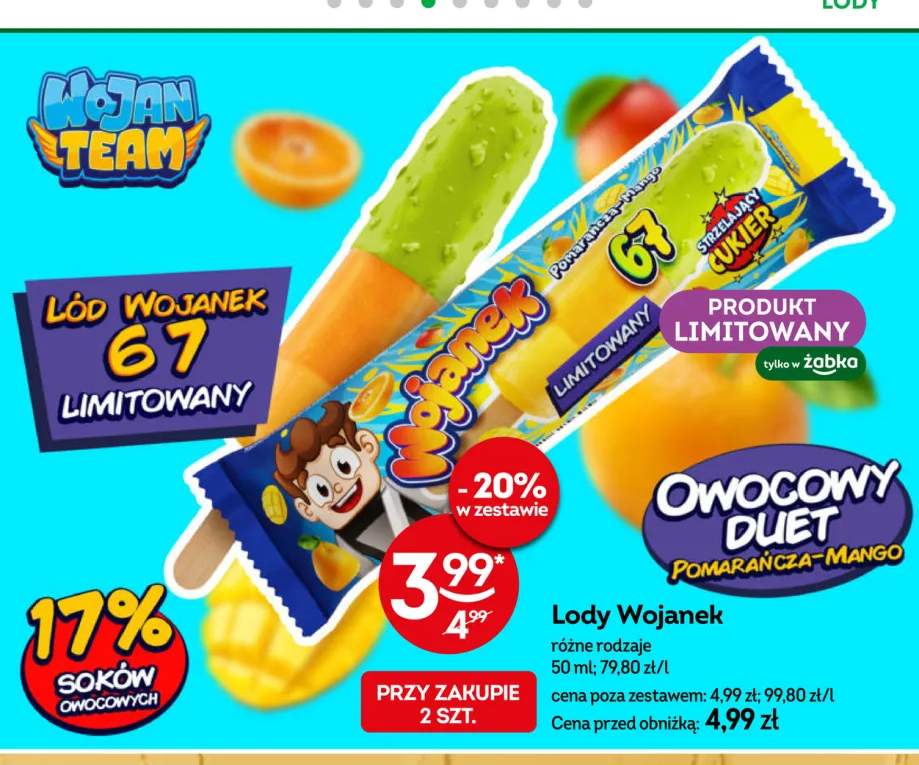 Lody Wojanek Pomarańcza-Mango