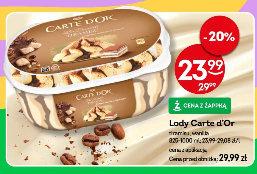 Lody Carte d'Or tiramisu +1 wariant