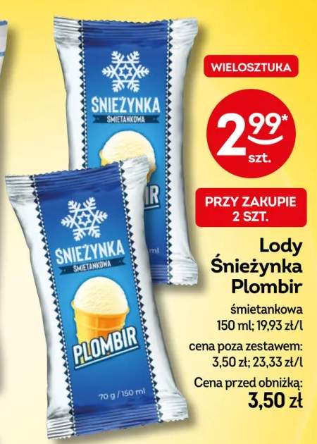 Lody Śnieżynka Plombir śmietankowa