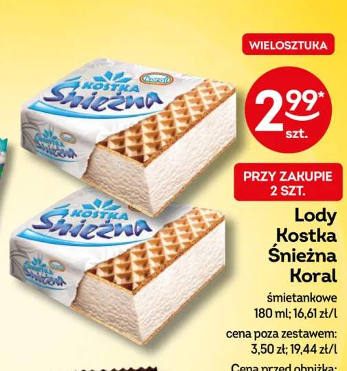 Lody Kostka Śnieżna Koral śmietankowe
