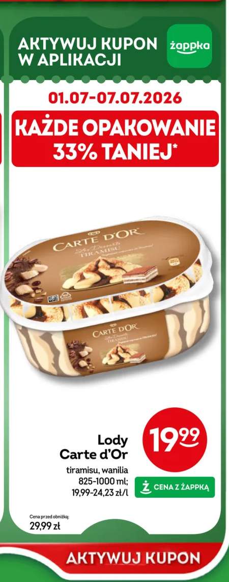 Lody Carte d'Or Tiramisu +1 wariant