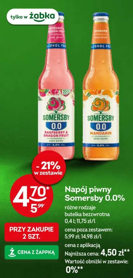 Napój piwny bezalkoholowy Somersby Raspberry & Dragon Fruit +1 wariant