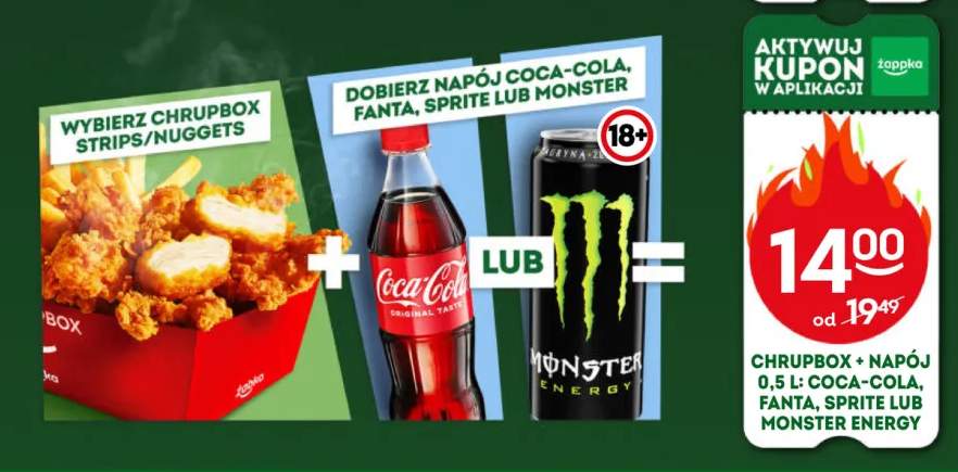 Zestaw Chrupbox Strips/Nuggets + napój Coca-Cola 0,5 l +3 warianty