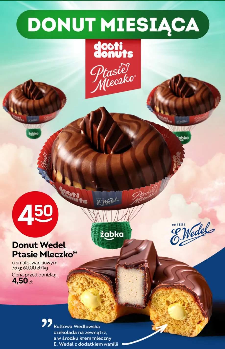 Donut E. Wedel Ptasie Mleczko o smaku waniliowym