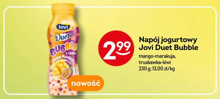 Napój jogurtowy Jovi Duet Bubble mango-marakuja +1 wariant