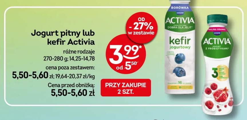 Kefir Activia borówka +1 wariant