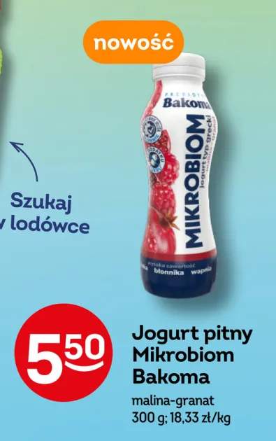 Jogurt pitny Mikrobiom Bakoma malina-granat