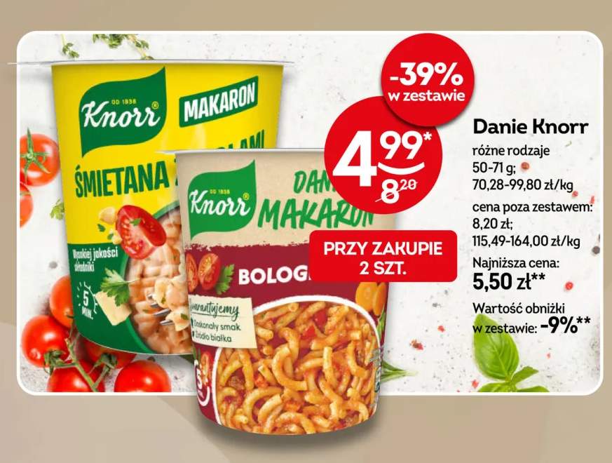 Danie makaron Knorr Śmietana +1 wariant
