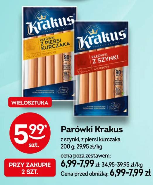Parówki z piersi kurczaka Krakus +1 wariant