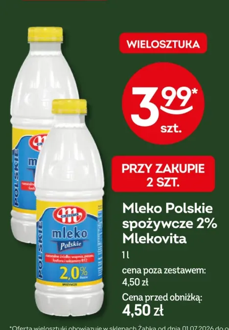 Mleko Polskie spożywcze 2% Mlekovita