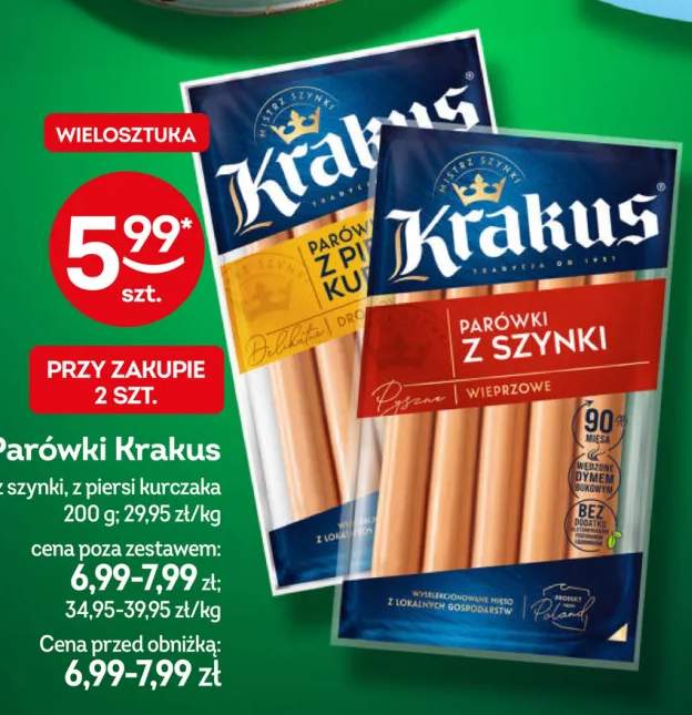 Parówki z szynki Krakus