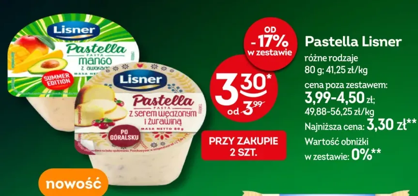 Pasta Pastella z serem wędzonym i żurawiną Lisner