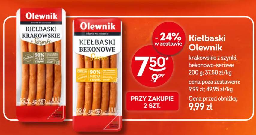 Kiełbaski bekonowe z serem Olewnik