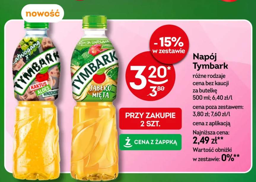 Napój Tymbark Kaktus Aloes Winogrono +1 wariant