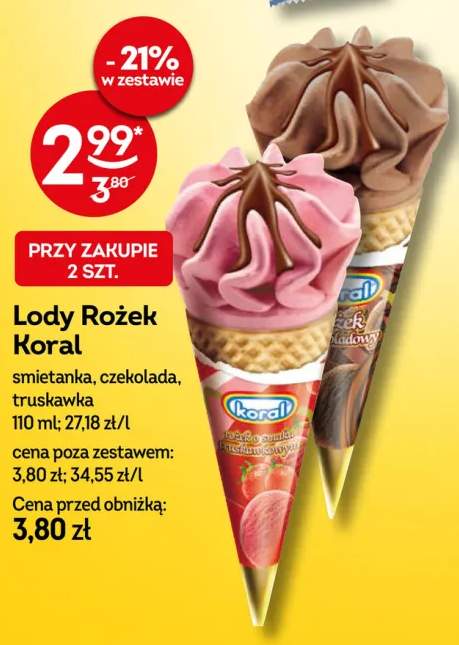 Lody Rożek Koral czekolada +1 wariant