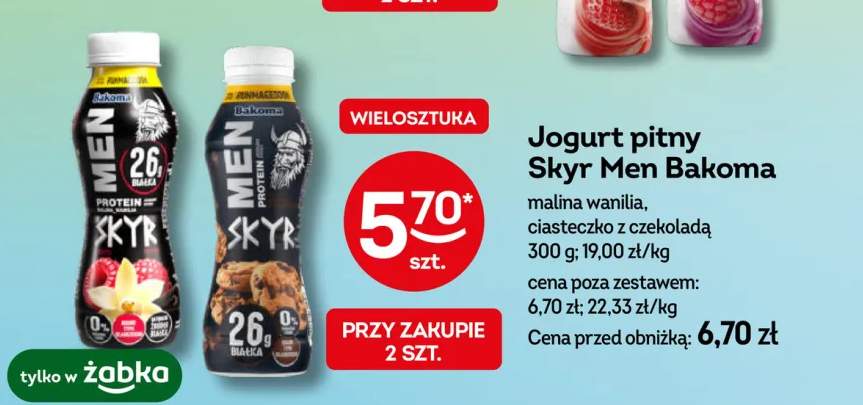 Jogurt pitny Skyr Men Bakoma malina wanilia +1 wariant