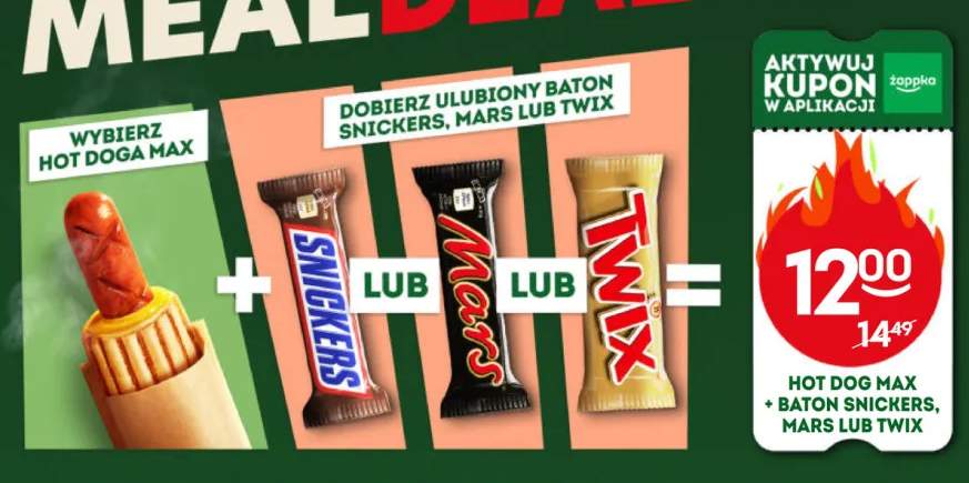 Zestaw hot dog Max + baton Snickers +2 warianty