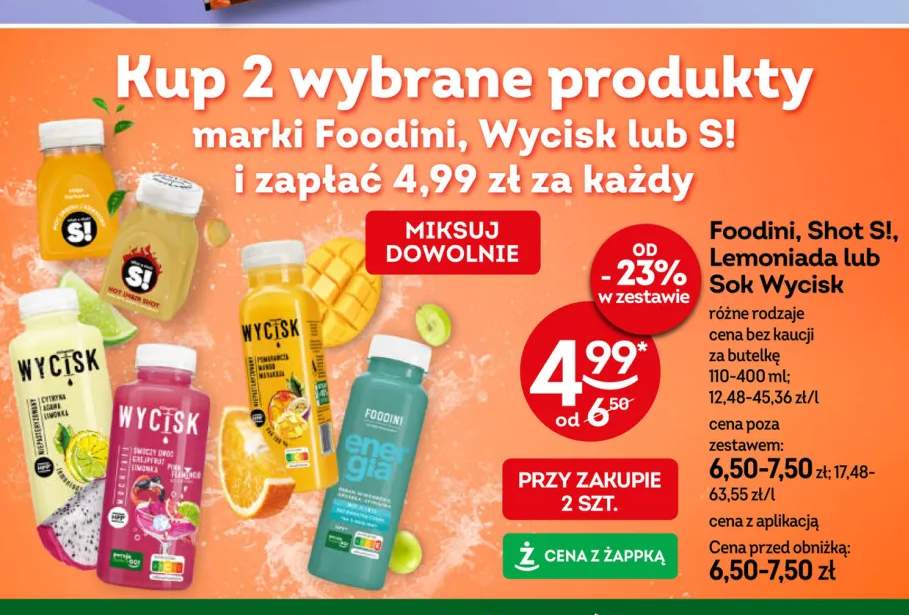 Sok Wycisk Pomarańcza Mango Marakuja +4 warianty