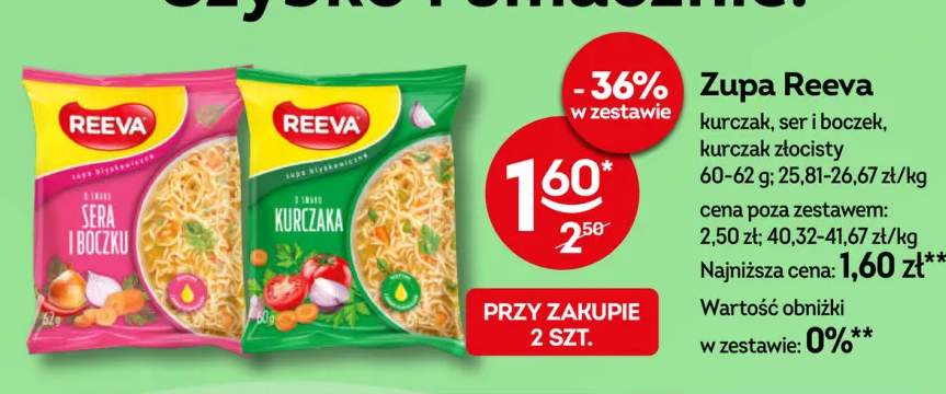 Zupa błyskawiczna Reeva o smaku kurczaka +1 wariant