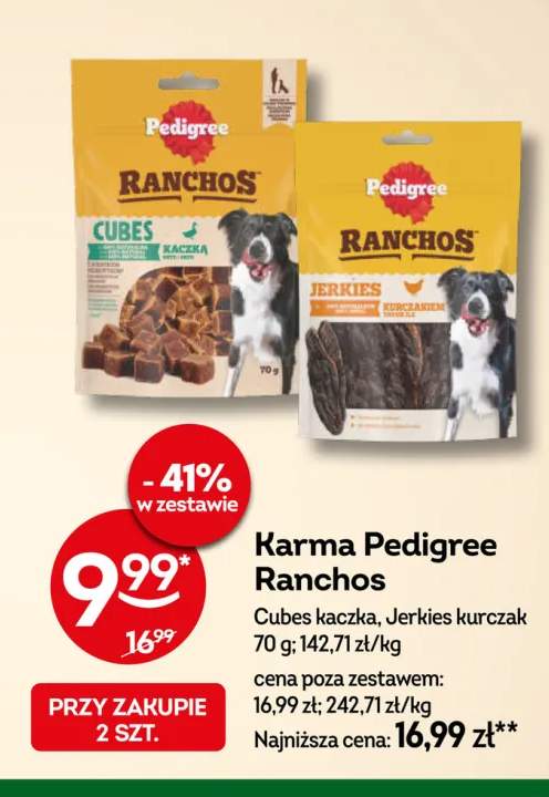 Karma dla psa Pedigree Ranchos Cubes kaczka