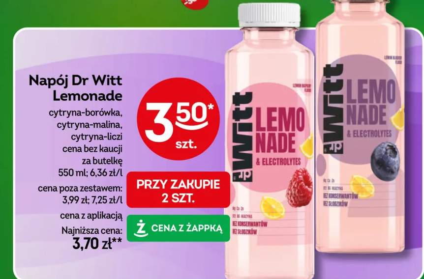 Napój Dr Witt Lemonade cytryna-borówka +1 wariant