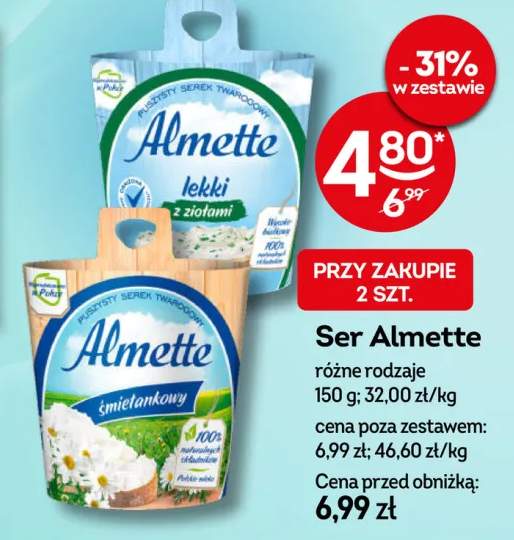 Serek twarogowy Almette lekki z ziołami +1 wariant