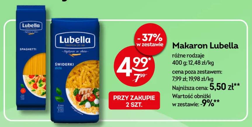 Makaron świderki Lubella +1 wariant