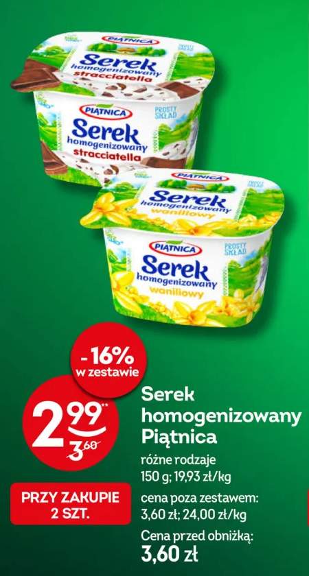 Serek homogenizowany stracciatella Piątnica +1 wariant