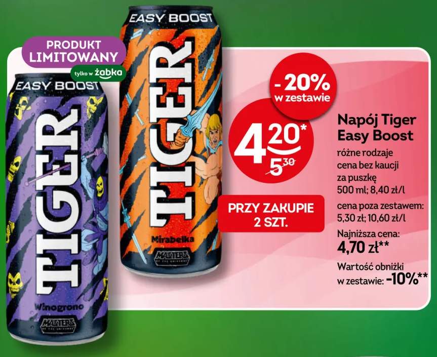 Napój Tiger Easy Boost Winogrono +1 wariant