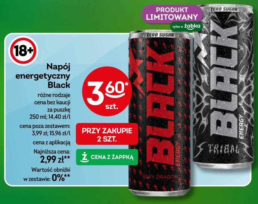Napój energetyczny bez cukru Black Sexy Dragon +1 wariant