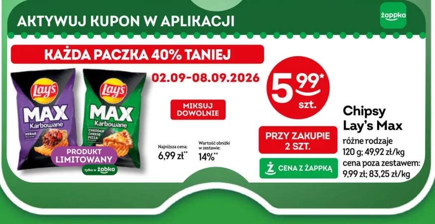 Chipsy karbowane Lay's Max Kebab +1 wariant