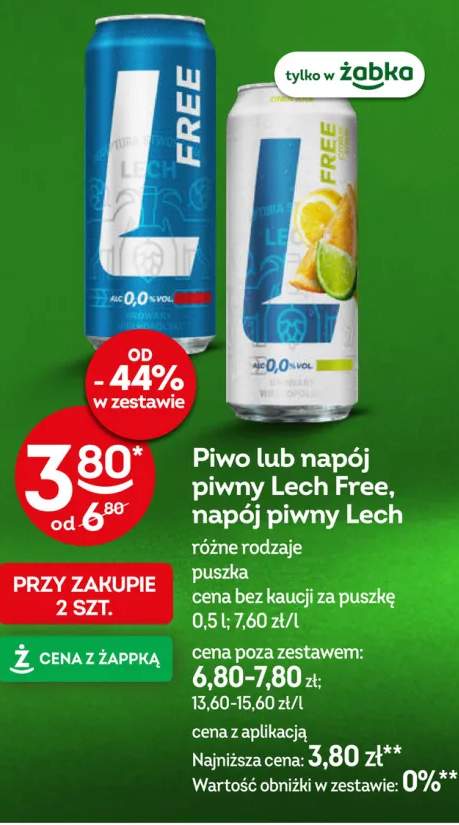 Piwo bezalkoholowe Lech +2 warianty