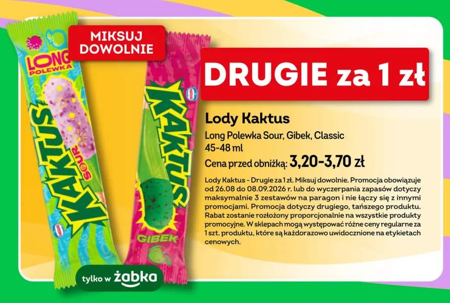Lody Kaktus Long Polewka Sour +2 warianty