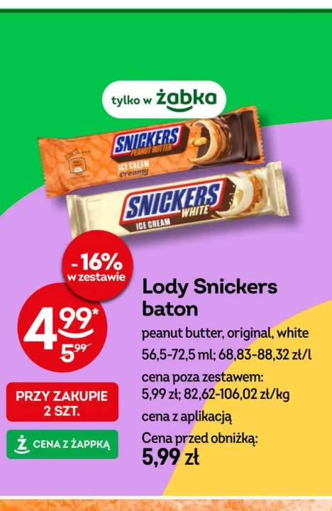 Lody Snickers baton peanut butter +2 warianty