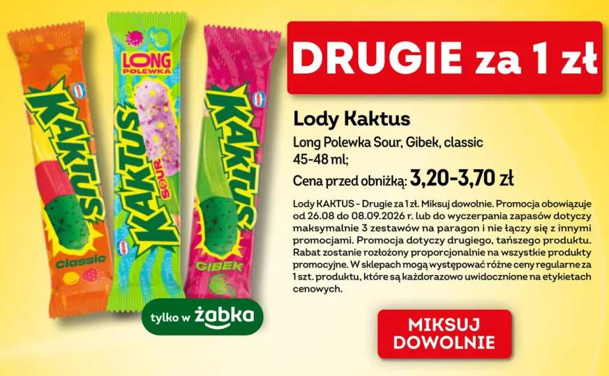 Lody Kaktus Long Polewka Sour +2 warianty
