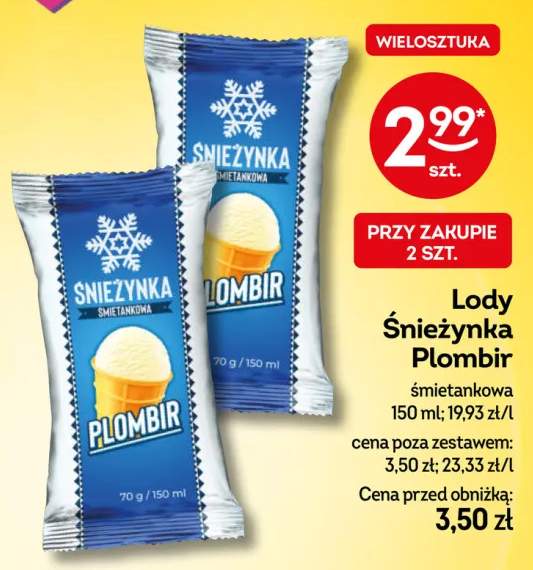 Lody Śnieżynka Plombir śmietankowa