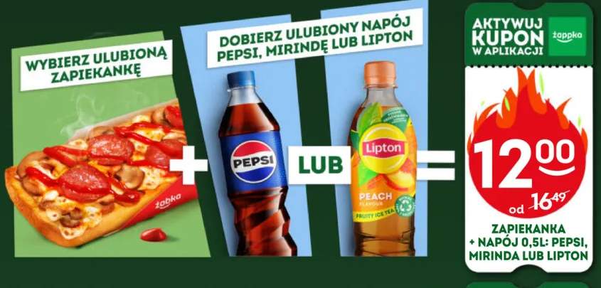 Zestaw zapiekanka + napój Pepsi Mirinda Lipton 500 ml