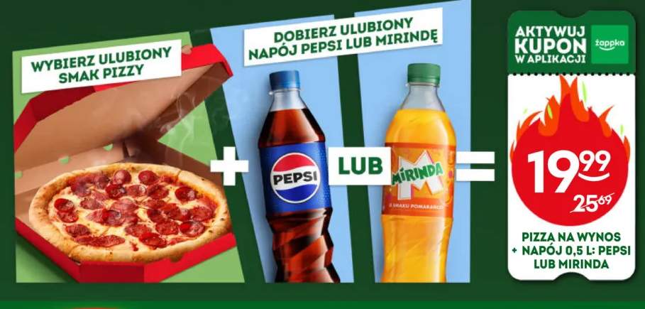 Zestaw pizza na wynos + napój gazowany Pepsi 500 ml +1 wariant