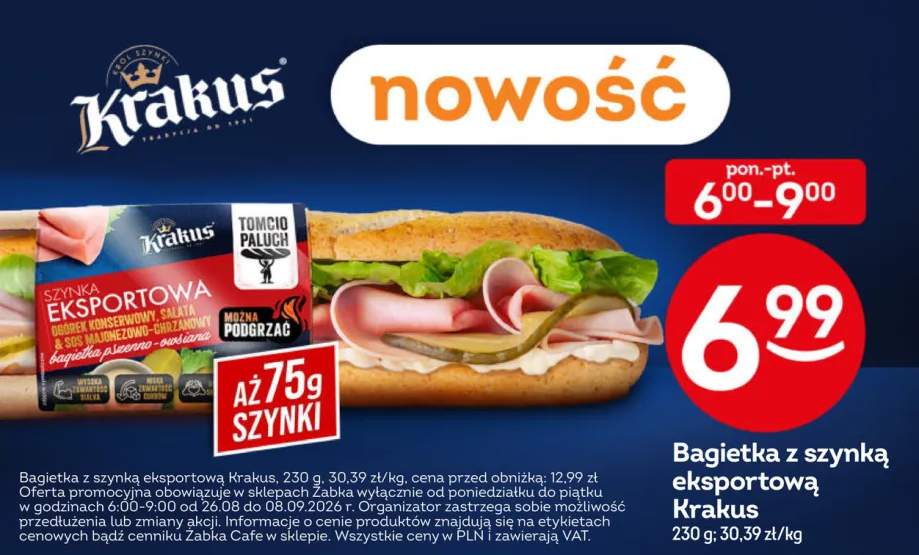 Bagietka z szynką eksportową Krakus