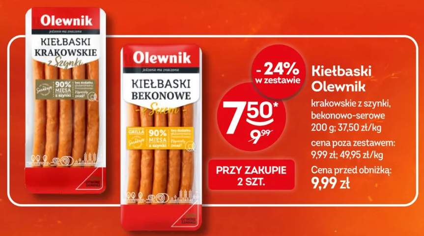 Kiełbaski krakowskie z szynki Olewnik +1 wariant