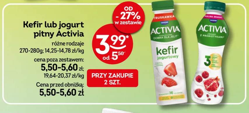 Kefir jogurtowy Activia truskawkowy +1 wariant
