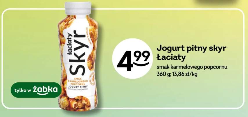 Jogurt pitny skyr Łaciate smak karmelowego popcornu