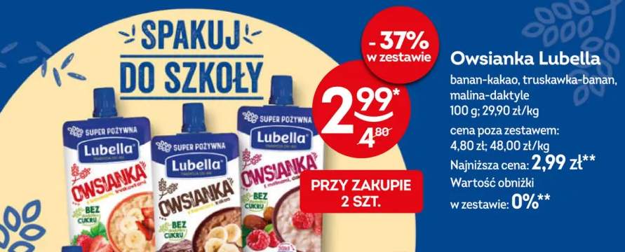 Owsianka Lubella banan-kakao +2 warianty